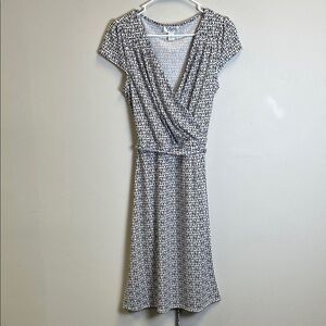 LOFT Monochrome Patterned Midi Dress